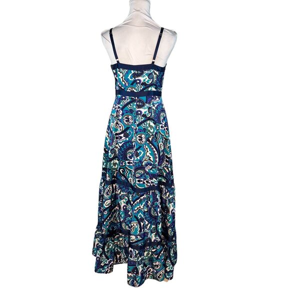 NWOT ModCloth Maxi Dress Sleeveless Tiered Paisley Whimsigoth Blue Size M - Picture 4 of 8